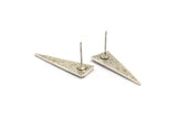 Silver Triangle Earring, 4 Antique Silver Plated Brass Triangle Stud Earrings (27x9x1mm) N0953 H0986