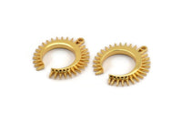 Gold Moon Charm, 2 Gold Plated Brass Crescent Moon Charms With 1 Loop (22.5x21x2.5mm) N1432