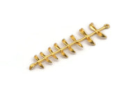 Altın Yapraklı Charm, 1 Döngülü Altın Kaplama Pirinç Yapraklı Charm (62 mm) N1367