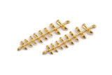 Altın Yapraklı Charm, 1 Döngülü Altın Kaplama Pirinç Yapraklı Charm (62 mm) N1367