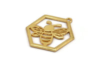 Gold Bee Charm, Gold Plated Brass Bee Charm With 1 Loop, Pendant, Finding (30x28x1.5mm) N1379