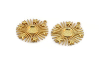 Gold Sun Charm, Gold Plated Brass Sun And Star With 1 Loop, Pendant - Pad Size 8mm (31x29mm) N1350