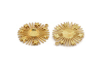 Gold Sun Charm, Gold Plated Brass Sun And Star With 1 Loop, Pendant - Pad Size 8mm (31x29mm) N1350