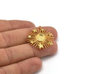 Gold Sun Charm, Gold Plated Brass Sun And Star With 1 Loop, Pendant - Pad Size 8mm (31x29mm) N1350