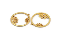 Gold Daisy Charm, Gold Plated Brass Daisy Charm With 1 Loop, Pendant, Earring (36x34x1.5mm) N1349