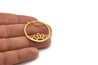 Gold Daisy Charm, Gold Plated Brass Daisy Charm With 1 Loop, Pendant, Earring (36x34x1.5mm) N1349