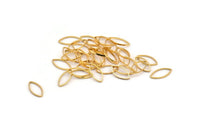Gold Marquise Ring , 50 Gold Plated Brass Marquise Ring, Connector, Charms (6x12x0.5mm) D0039 H0908