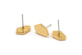 Earring Studs, 4 Gold Plated Brass -  Irregular Stud Earrings - Gold Plated Earrings - Earrings (12.5x8x1.5mm) N1406