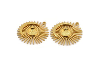 Moon and Sun, Gold Plated Brass, Crescent Moon, Brass Sun, Gold Plated Brass Charm With 1 Loop - Pad Size 8mm(31x29mm) N1353