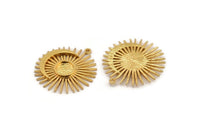 Moon and Sun, Gold Plated Brass, Crescent Moon, Brass Sun, Gold Plated Brass Charm With 1 Loop - Pad Size 8mm(31x29mm) N1353