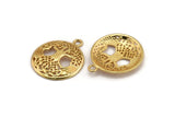 Gold Tree Charm, 2 Gold Plated Brass Tree Pendants With 1 Loop, Findings (26x23mm) N1357