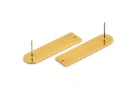 Gold Earring, 2 Textured Gold Plated Brass Stud Earrings With 1 Hole (35x9x1mm) D1395 A2001