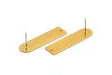 Gold Earring, 2 Textured Gold Plated Brass Stud Earrings With 1 Hole (35x9x1mm) D1395 A2001