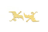 Brass Dragon Charm, 10 Raw Brass Dragon Shaped Charms With 1 Loop, Pendants, Findings (30x34x0.60mm) A4363