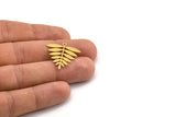 Brass Leaf Charm, 8 Raw Brass Acacia Leaf Charms With 1 Loop, Findings (25x25x0.60mm) A4354