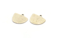 Semi Circle Charm, 8 Antique Silver Plated Brass Irregular Shaped Semi Circle Charms With 1 Loop, Pendant Charms (14x16x0.60mm) A3154