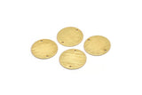 Gold Round Charm, 4 Textured Gold Plated Brass Round Connectors With 2 Holes, Blanks (20x0.70mm) M01369