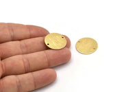 Gold Round Charm, 4 Textured Gold Plated Brass Round Connectors With 2 Holes, Blanks (20x0.70mm) M01369