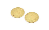Gold Round Charm, 4 Textured Gold Plated Brass Round Connectors With 2 Holes, Blanks (20x0.70mm) M01369