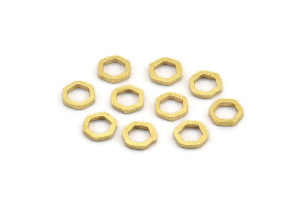 Brass Hexagon Ring, 100 Raw Brass Hexagonal Rings (6x1mm) D0012