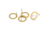 Gold Circle Earring, 6 Gold Plated Brass Circle Stud Earrings (16x2x1mm) A2884 A2895