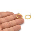 Gold Circle Earring, 6 Gold Plated Brass Circle Stud Earrings (16x2x1mm) A2884 A2895