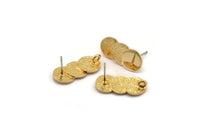Gold Round Earring, 2 Gold Plated Brass Circle Stud Earrings With 1 Loop (21x10mm) N1782