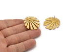 Gold Sun Earring, 2 Gold Plated Brass Rising Sun Flag Stud Earrings - Pad Size 3mm (29x28x1.2mm) N1425