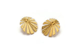 Gold Sun Earring, 2 Gold Plated Brass Rising Sun Flag Stud Earrings - Pad Size 3mm (29x28x1.2mm) N1425
