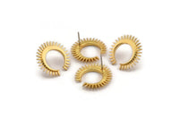 Gold Moon Earring, 2 Gold Plated Brass Crescent Moon Stud Earrings (21x2.5mm) N1433