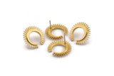 Gold Moon Earring, 2 Gold Plated Brass Crescent Moon Stud Earrings (21x2.5mm) N1433