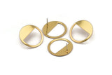 Gold Round Earring, 4 Gold Plated Brass Round Stud Earring (25x0.80mm) M416 A2339 H0319