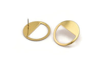 Gold Round Earring, 4 Gold Plated Brass Round Stud Earring (25x0.80mm) M416 A2339 H0319