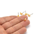 Crescent Moon Stud, 6 Stainless Steel Earring Posts With Gold Plated Brass Crescent Moon Stud, Ear Studs (7x14.5mm) E339
