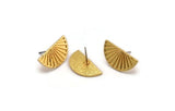Semi Circle Earring, 2 Gold Plated Brass Half Moon Stud Earrings (22x11x1.2mm) N1330