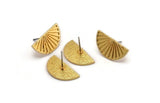 Semi Circle Earring, 2 Gold Plated Brass Half Moon Stud Earrings (22x11x1.2mm) N1330