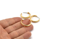 Earring Studs, 2 Gold Plated Brass -  Circle Stud Earrings - Gold Plated Brass Earrings - Circle Earrings (24x5mm) N1308