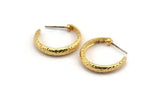 Earring Studs, 2 Gold Plated Brass -  Circle Stud Earrings - Gold Plated Brass Earrings - Circle Earrings (24x5mm) N1308
