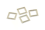 Silver Square Charm, 12 Antique Silver Plated Brass Square Connectors With 1 Hole (21x0.80mm) D874