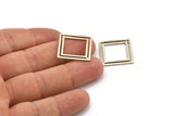 Silver Square Charm, 12 Antique Silver Plated Brass Square Connectors With 1 Hole (21x0.80mm) D874