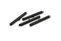 Black Slide On End, 6 Oxidized Black Brass Slide On End Clasps for Seed Beads, Findings, Bracelets (40x4mm) BS 2120