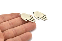 Silver Hand Charm, Antique Silver Plated Brass Hand Charms With 1 Loop, Earrings, Findings (33x16x1.3mm) N1740