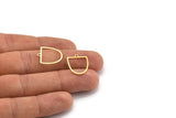 Brass D Shaped Charm, 50 Raw Brass D Shaped Charms With 1 Loop, Earrings, Findings (18x15x0.60mm) A4424