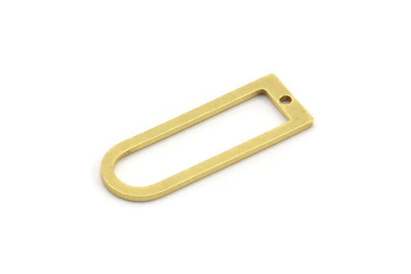 Brass D Shaped Charm, 24 Raw Brass D Shaped Charms With 1 Hole, Earrings, Findings (26x9x1mm) A4416