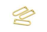 Brass D Shaped Charm, 24 Raw Brass D Shaped Charms With 1 Hole, Earrings, Findings (26x9x1mm) A4416