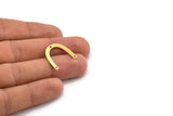 Brass Charm, 24 Raw Brass, Brass Pendants, Charm Pendants, U Shaped Charms, Brass Semi Circle Charms With 3 Holes (20x3x0.60mm) A4421