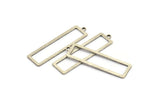 Silver Rectangle Charm, 12 Antique Silver Plated Brass Rectangle Charms With 1 Loop Earrings, Findings (38x10x0.80mm) D1051