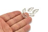 Silver Face Charm, 12 Antique Silver Plated Brass Face Charms With 1 Loop, Pendants, Earrings, Findings (20x10x0.60mm) D0635