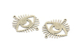 Silver Eye Charm, 6 Antique Silver Plated Brass Crescent Moon With 2 Loops, Connectors (30x26x0.60mm) A3491 H0297