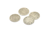 Silver Round Charm, 6 Textured Antique Silver Plated Brass Round Connectors With 2 Holes, Blanks (20x0.70mm) M01369